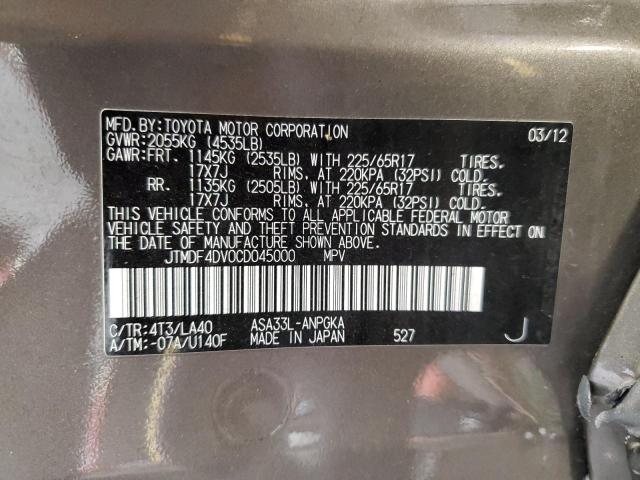 Photo 14 from auction – 2012 TOYOTA RAV4 LIMIT with VIN JTMDF4DV0CD045000
