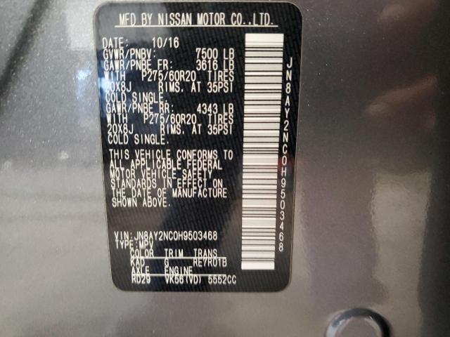 Photo 14 from auction – 2017 NISSAN ARMADA SV with VIN JN8AY2NC0H9503468