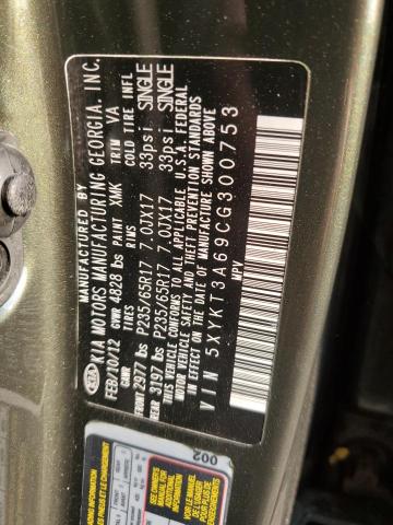 Photo 14 from auction – 2012 KIA SORENTO BA with VIN 5XYKT3A69CG300753
