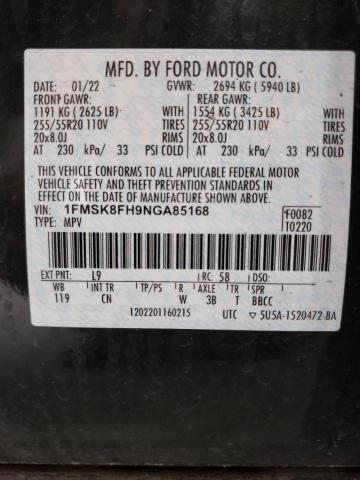 Photo 14 from auction – 2022 FORD EXPLORER L with VIN 1FMSK8FH9NGA85168