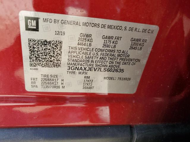 Photo 14 from auction – 2020 CHEVROLET EQUINOX LT with VIN 3GNAXJEV7LS602635