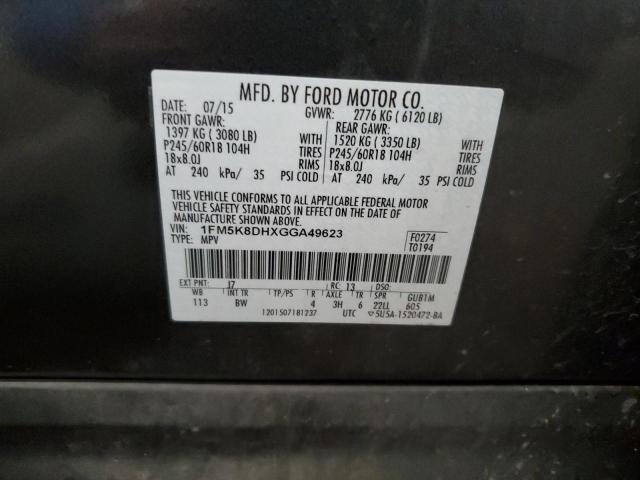Photo 14 from auction – 2016 FORD EXPLORER X with VIN 1FM5K8DHXGGA49623