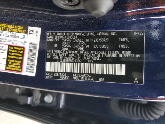 Photo 14 from auction – 2022 TOYOTA HIGHLANDER with VIN 5TDLZRBH2NS213563