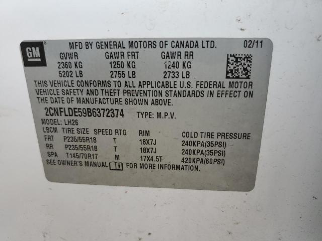 Photo 14 from auction – 2011 CHEVROLET EQUINOX LT with VIN 2CNFLDE59B6372374
