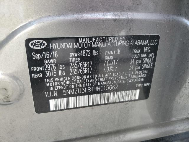 Photo 14 from auction – 2017 HYUNDAI SANTA FE S with VIN 5NMZU3LB1HH015662