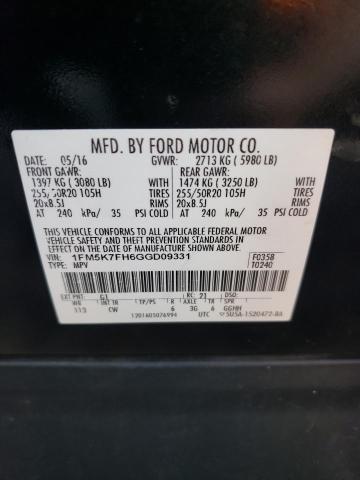 Photo 14 from auction – 2016 FORD EXPLORER L with VIN 1FM5K7FH6GGD09331
