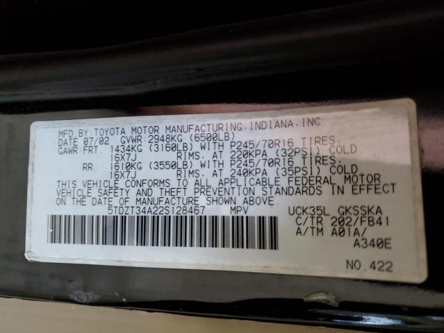 Photo 14 from auction – 2002 TOYOTA SEQUOIA SR with VIN 5TDZT34A22S128467
