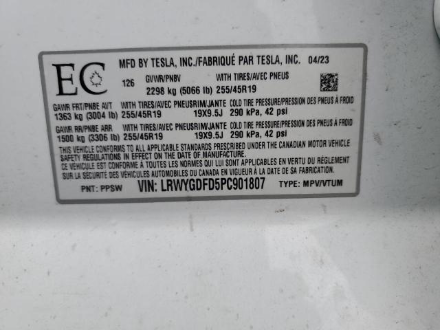 Photo 14 from auction – 2023 TESLA MODEL Y with VIN LRWYGDFD5PC901807