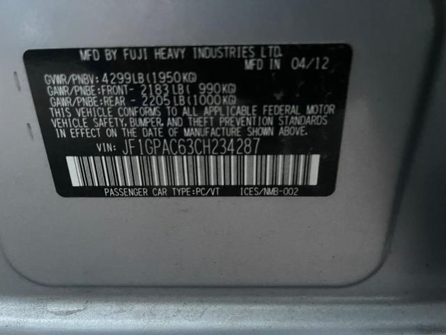 Photo 10 from auction – 2012 SUBARU IMPREZA PR with VIN JF1GPAC63CH234287
