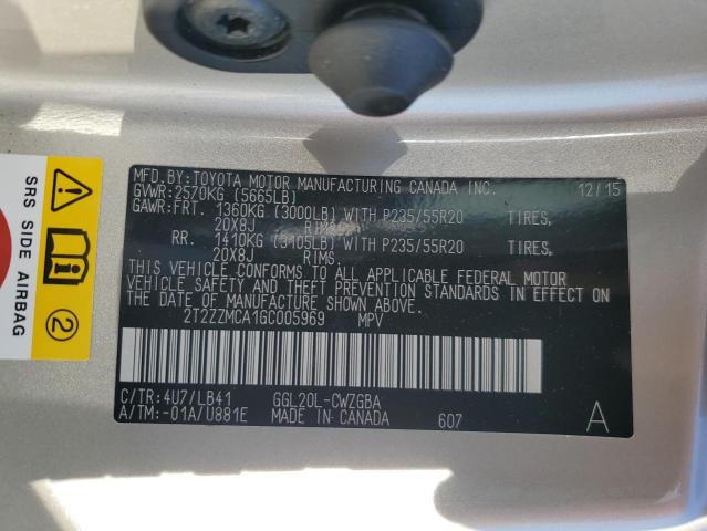 Photo 14 from auction – 2016 LEXUS RX 350 with VIN 2T2ZZMCA1GC005969