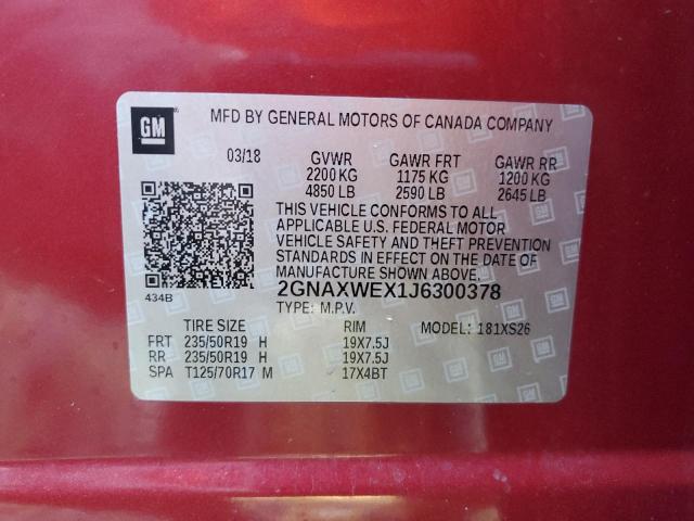 Photo 14 from auction – 2018 CHEVROLET EQUINOX PR with VIN 2GNAXWEX1J6300378