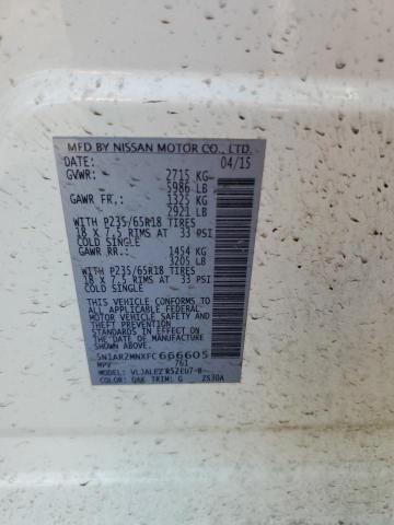 Photo 14 from auction – 2015 NISSAN PATHFINDER with VIN 5N1AR2MNXFC666605