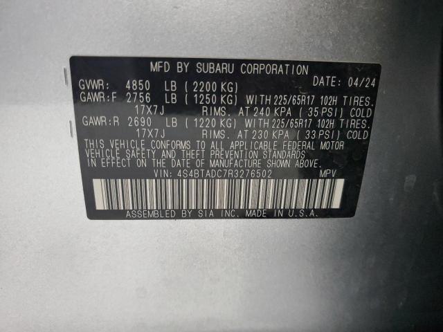 Photo 14 from auction – 2024 SUBARU OUTBACK PR with VIN 4S4BTADC7R3276502