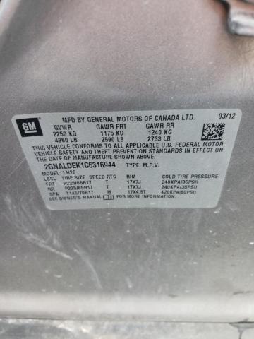 Photo 14 from auction – 2012 CHEVROLET EQUINOX LT with VIN 2GNALDEK1C6316944