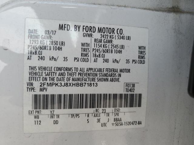 Photo 14 from auction – 2017 FORD EDGE SEL with VIN 2FMPK3J8XHBB71813