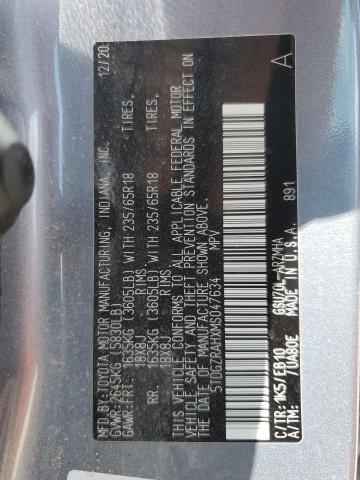 Photo 14 from auction – 2021 TOYOTA HIGHLANDER with VIN 5TDGZRAHXMS047634