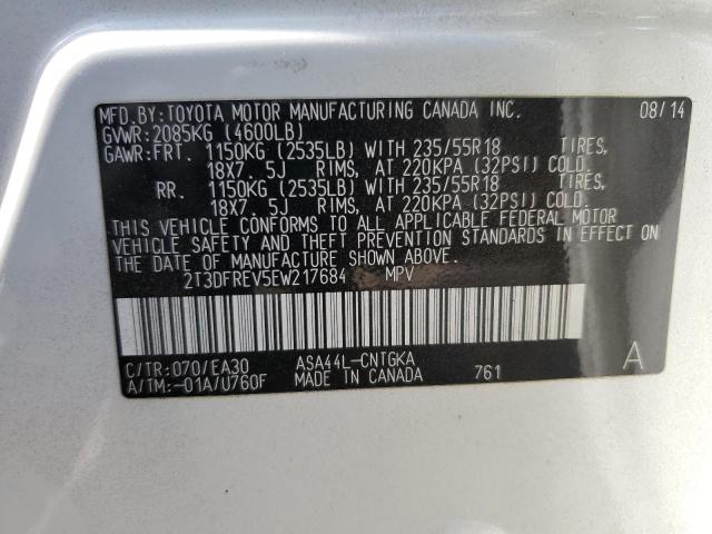 Photo 14 from auction – 2014 TOYOTA RAV4 LIMIT with VIN 2T3DFREV5EW217684