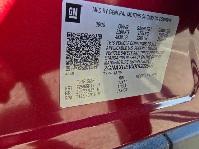 Photo 10 from auction – 2019 CHEVROLET EQUINOX LT with VIN 2GNAXUEVXK6302909