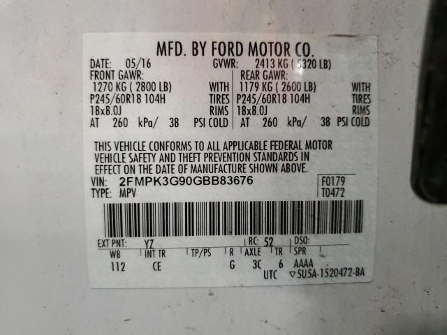 Photo 14 from auction – 2016 FORD EDGE SE with VIN 2FMPK3G90GBB83676