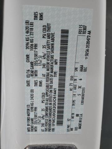 Photo 14 from auction – 2016 FORD ESCAPE SE with VIN 1FMCU0GX2GUC61441