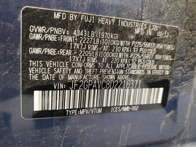Photo 14 from auction – 2013 SUBARU XV CROSSTR with VIN JF2GPAVC8D2216371