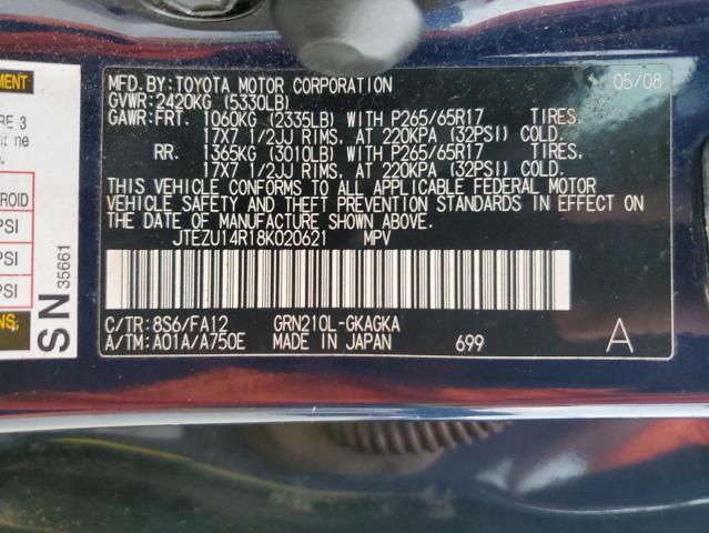 Photo 14 from auction – 2008 TOYOTA 4RUNNER SR with VIN JTEZU14R18K020621