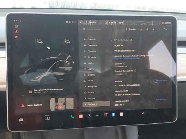 Photo 9 from auction – 2023 TESLA MODEL 3 with VIN 5YJ3E1EA4PF550187