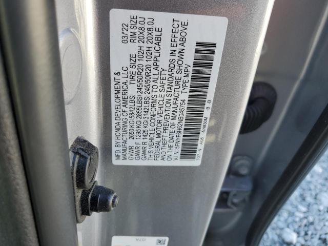 Photo 14 from auction – 2022 HONDA PILOT TOUR with VIN 5FNYF6H62NB045754