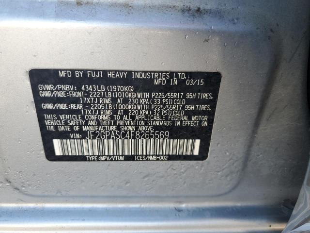 Photo 14 from auction – 2015 SUBARU XV CROSSTR with VIN JF2GPASC4F8265569