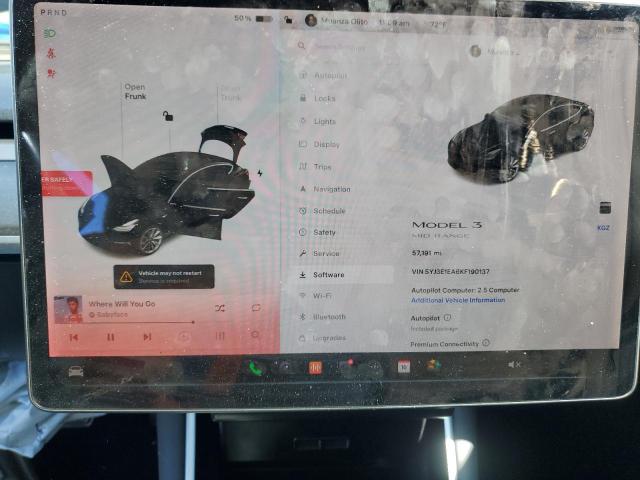 Photo 9 from auction – 2019 TESLA MODEL 3 with VIN 5YJ3E1EA6KF190137