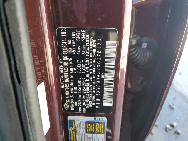 Photo 14 from auction – 2016 KIA SORENTO LX with VIN 5XYPGDA52GG178170