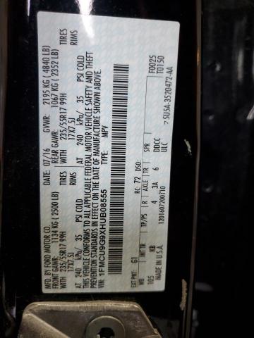 Photo 14 from auction – 2017 FORD ESCAPE SE with VIN 1FMCU9G9XHUB08555