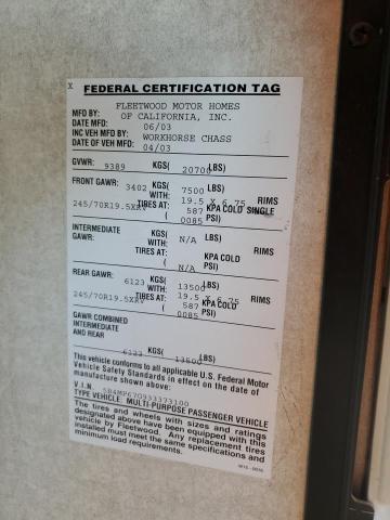 Photo 10 from auction – 2003 FTWD MOTORHOME with VIN 5B4MP67G933373100