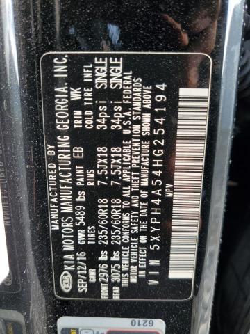 Photo 14 from auction – 2017 KIA SORENTO EX with VIN 5XYPH4A54HG254194
