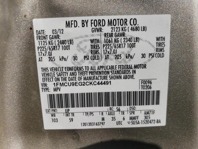 Photo 14 from auction – 2012 FORD ESCAPE LIM with VIN 1FMCU9EG2CKC44491