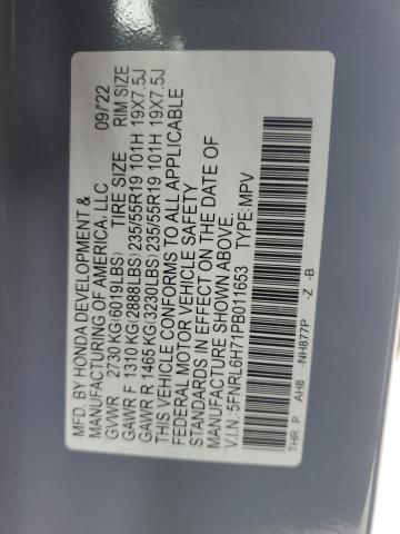Photo 14 from auction – 2023 HONDA ODYSSEY SP with VIN 5FNRL6H71PB011653