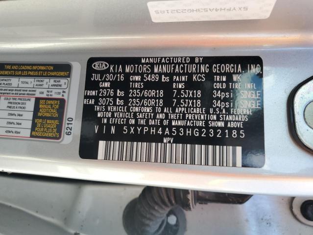 Photo 14 from auction – 2017 KIA SORENTO EX with VIN 5XYPH4A53HG232185