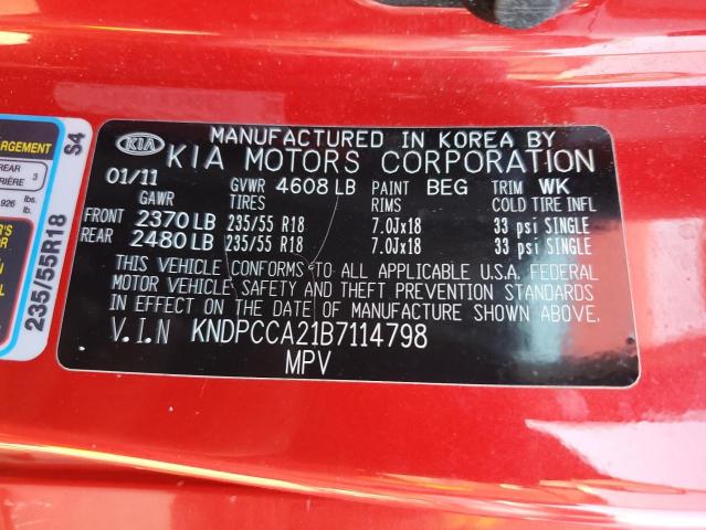 Photo 14 from auction – 2011 KIA SPORTAGE E with VIN KNDPCCA21B7114798