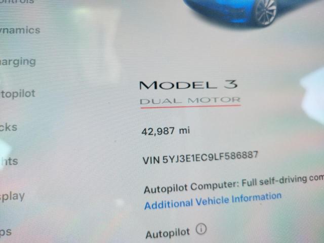 Photo 9 from auction – 2020 TESLA MODEL 3 with VIN 5YJ3E1EC9LF586887