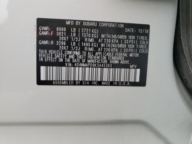 Photo 14 from auction – 2019 SUBARU ASCENT LIM with VIN 4S4WMAPD9K3445363