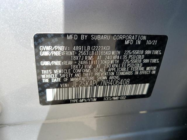 Photo 14 from auction – 2022 SUBARU FORESTER L with VIN JF2SKAPC7NH406408