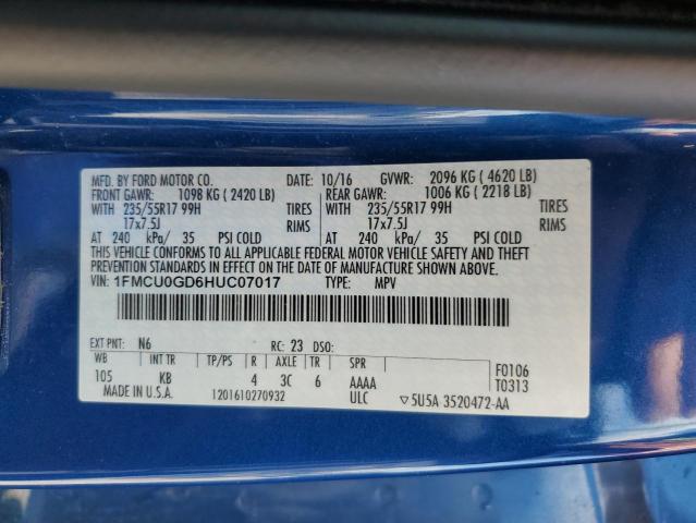 Photo 14 from auction – 2017 FORD ESCAPE SE with VIN 1FMCU0GD6HUC07017