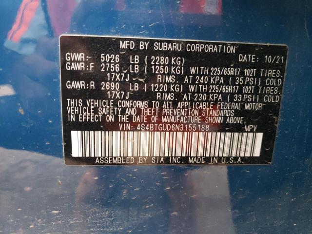 Photo 14 from auction – 2022 SUBARU OUTBACK WI with VIN 4S4BTGUD6N3155188