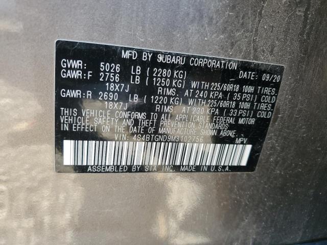 Photo 14 from auction – 2021 SUBARU OUTBACK LI with VIN 4S4BTGND9M3102756