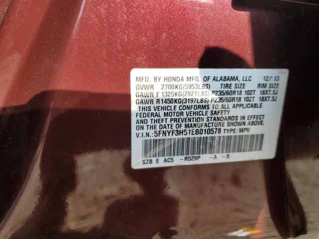 Photo 14 from auction – 2014 HONDA PILOT EXL with VIN 5FNYF3H51EB010578