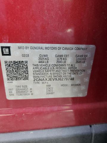 Photo 14 from auction – 2018 CHEVROLET EQUINOX LT with VIN 2GNAXJEV9J6279748