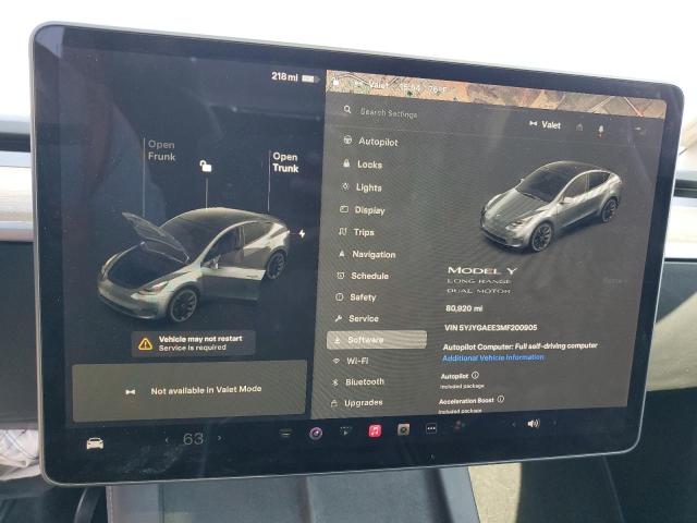 Photo 9 from auction – 2021 TESLA MODEL Y with VIN 5YJYGAEE3MF200905