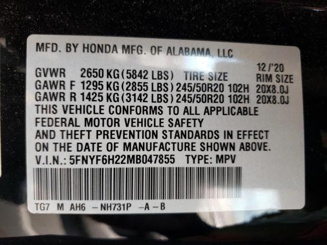 Zdjęcie 14 z aukcji – 2021 HONDA PILOT SE z VIN 5FNYF6H22MB047855