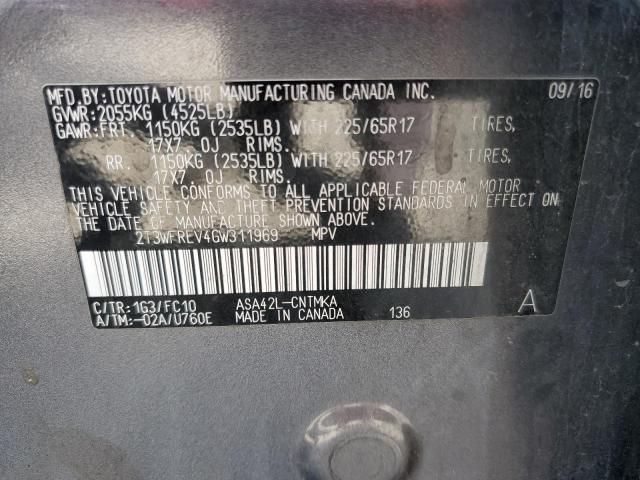 Photo 14 from auction – 2016 TOYOTA RAV4 XLE with VIN 2T3WFREV4GW311969