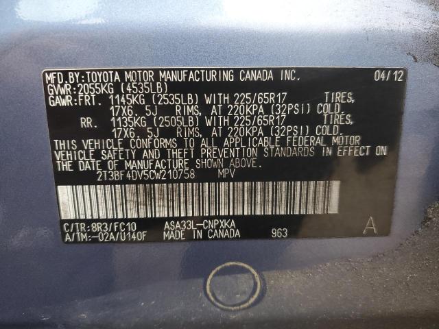 Photo 14 from auction – 2012 TOYOTA RAV4 with VIN 2T3BF4DV5CW210758